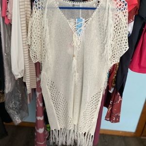cupshe crocheted v neck coverup
